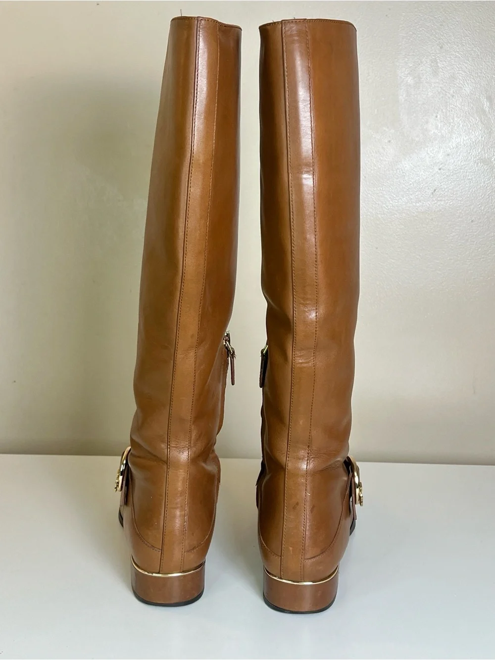 Tory Burch Sofia Brown Leather Knee-High Riding Boots Size 9